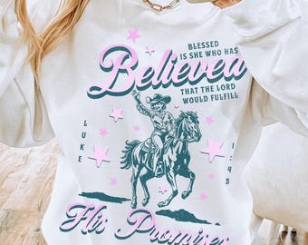 Blessed Is She Christian Sweatshirt, Bible Verse, Faith Shirt, Religious Gifts, Teen Baptism Gift
