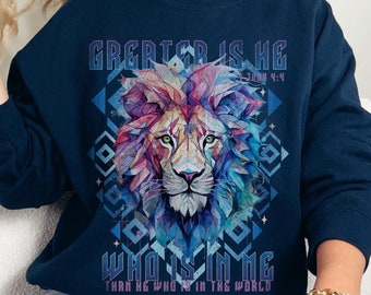 Lion of Judah Christian Sweatshirt, Bible Verse Shirt, Baptism Gifts, Jesus Sweatshirt