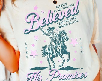 Western Christian T-Shirt, Comfort Colors, Cowgirl Shirt, Bible Verse, Faith Apparel, Baptism Gift