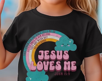 Jesus Loves Me Kids Christian Shirts, Bible Verse, Faith Shirt, Baptism Gift, Religious Gifts