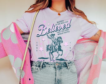 Cowgirl Christian Tshirt, Bible Verse Faith Shirt, Teen Baptism Gift Girl, Christian Clothes