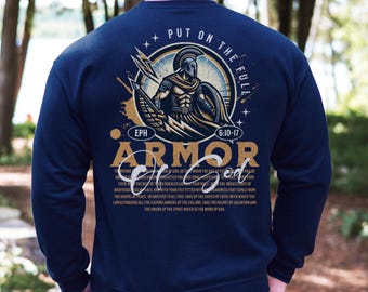 Men's Armor of God Christian Crewneck, Ephesians 6 Bible Verse Faith Crewneck