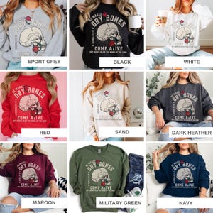 Dry Bones Christian Crewneck, Ezekiel 37 Bible Verse Skeleton Halloween Sweatshirt image 10