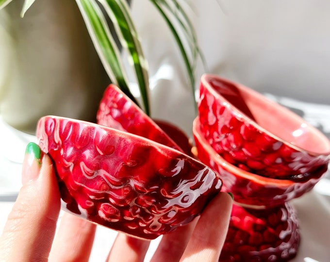 Vintage Condiment Dish, Condiment Bowl, Ceramic Scalloped Bowl, Dip