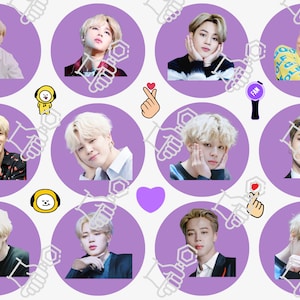 Print n Cut BTS Jimin Stickers,1 page printable Kpop,BTS Stickers-Instant  Download Party Supplies, Scrapbooking - DIY Labels,pink edition