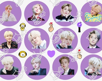 防弾少年団(BTS) - BTS テヒョン グク ジミン ステッカー(他のお品も対応可能) プリント＆カット BTS ジミン ステッカー、1 ページ印刷可能