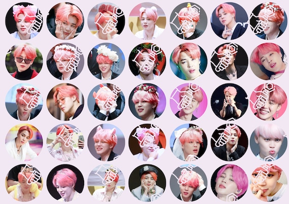 Print n Cut BTS Jimin Stickers,1 page printable Kpop,BTS Stickers-Instant  Download Party Supplies, Scrapbooking - DIY Labels,pink edition