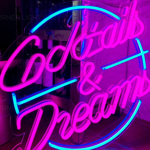 Cocktails & Dreams Bar Beer Wine Bar Dual Color Led Neon Sign st6-i2079 Cocktails & Dreams Bar Beer Wine Bar Dual Color Led Neon Sign st6-i2079