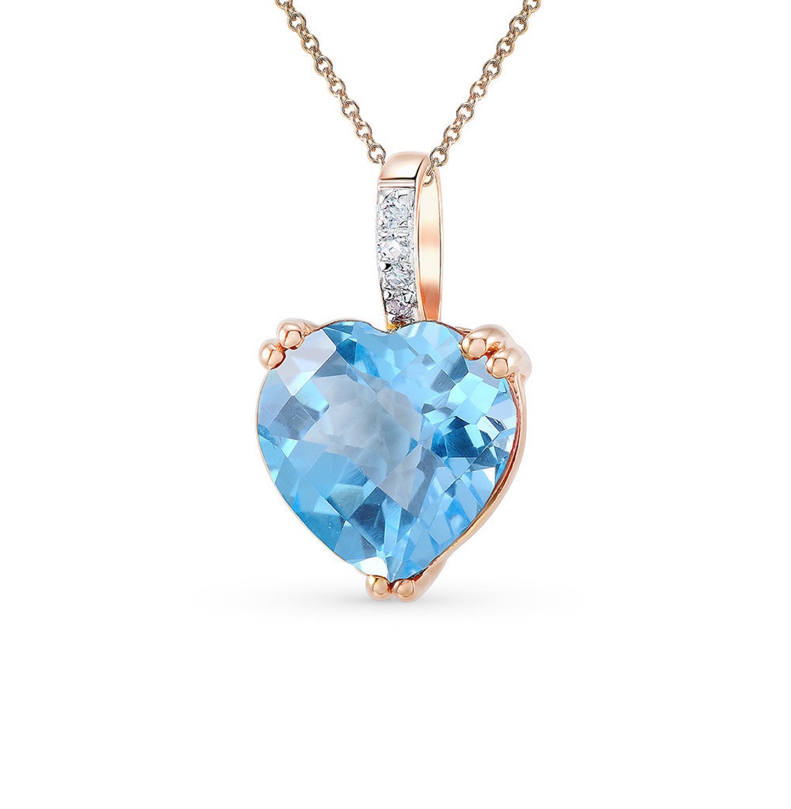 Blue Topaz Necklace Heart Topaz Neckalce Blue Stone Etsy