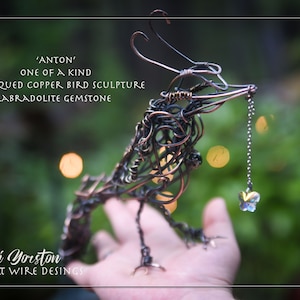 Antiqued Copper Wire Bird Sculpture