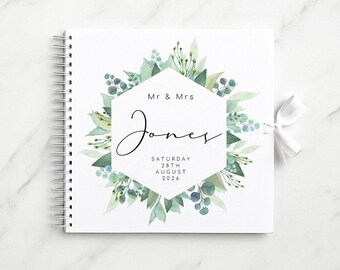 Photo Album Mr Mrs Wedding Scrapbook, Personalised Gift, Elegant Design (50 Pages, 8x8in, Premium Paper)
