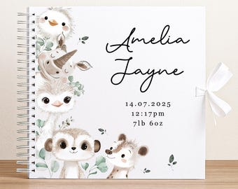 New Born Baby Personalised Scrapbook: Animal Design - Handmade Keepsake, 8x8 Album, UV Print, Customisable Gift