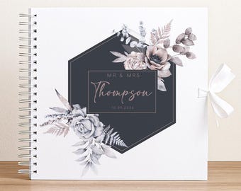 Wedding Guest Book - Floral Scrapbook Album - 50 Page Durable Photo Album, UV Printed, Personalized Gift For Newlyweds