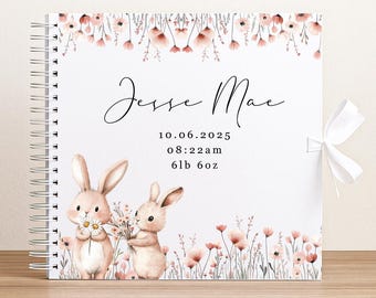 New Baby Gift Keepsake Album: Soft Bunny Theme, Personalised Scrapbook | 8x8, 50 Pages, Premium Paper, UV Printed
