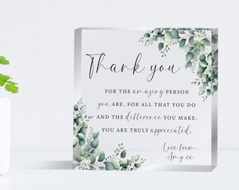 Thank You Gift Acrylic Block PB40 | Gift To Say Thank You | Thank You Gift | Gift For Her | Gift To Say Thanks | Teacher Leaving Gift