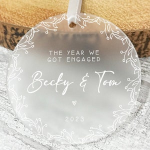 Year We Got Engaged Personalised Frosted Christmas Ornament  | First Christmas Engaged | Couple Christmas | Christmas Gift | Engagement