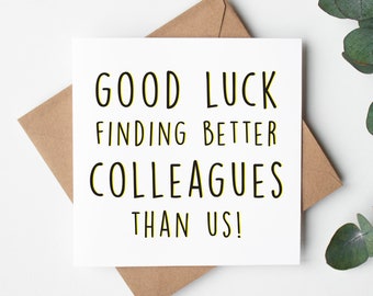 Funny Card Good Luck Wishes: New Job Leaving Gift, Cheeky Humor | 300gsm Cardstock, Rustic Envelope | 14.5cm Square