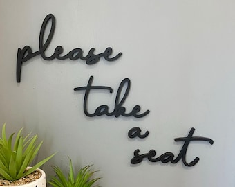 Bathroom Word Wall Art: 'Please Take a Seat' Acrylic Sign Decor Toilet