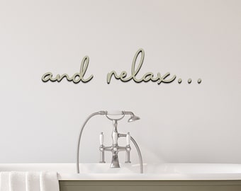 Badezimmer Wand Dekor und Relax Schild: Modernes minimalistisches Wohnaccessoire, Holz & Acryl (3 Größen, mattes Finish)