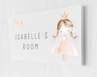 Princess Door Sign: Pastel Fairy Castle Design - Personalised Girls Bedroom Decor, Foam Board, Indoor Wall Hanging