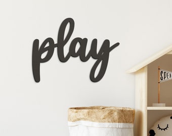 play Word For Playroom Nursery Decor Sign | Kids Room Wall Decor | Laser Cut Word | Acrylic Wood