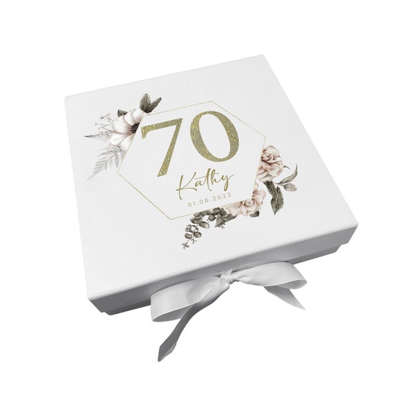 Boîte-cadeau personnalisée du 70e anniversaire Boîte souvenir | Cadeau d'anniversaire | 70e anniversaire | Cadeau pour les amis | 70 ans | Cadeau pour elle | Anniversaire