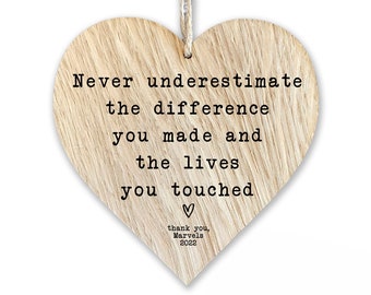 Positive Quote Keepsake WKS15 | Thinking Of You Gift | Tough Times Gift | Wooden Heart Keepsake | Thank You Present