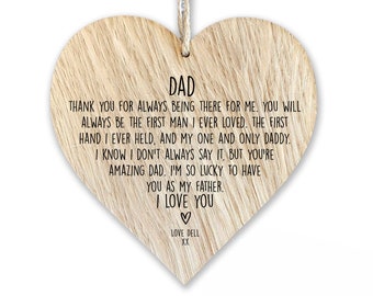 Adorno de madera personalizado en forma de corazón para papá, ideal como regalo para el Día del Padre, cumpleaños o Navidad.