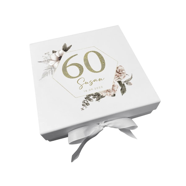 Boîte cadeau personnalisée du 60e anniversaire Boîte souvenir | Coffret cadeau d'anniversaire | 60e anniversaire | Cadeau d'anniversaire | Cadeau pour les amis | 60 ans