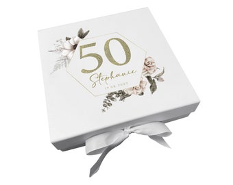 Gepersonaliseerde 50e verjaardag cadeaudoos Keepsake Box | Verjaardagscadeaudoos | 50e verjaardag | Verjaardagscadeau | Vrienden cadeau | Cadeau voor haar