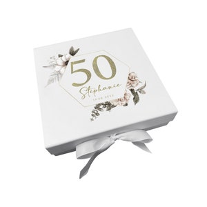 Personalisierte 50. Geburtstag Geschenkbox Erinnerungsbox | Geburtstags-Geschenk-Box | 50 Jahre Geburtstag | Geburtstagsgeschenk | Freunde Geschenk | Geschenk für sie