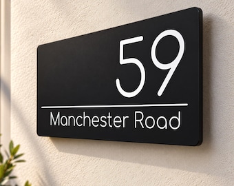House Sign Personalised Address Plaque: Contemporary Outdoor Decor, UV Printed Acrylic (Multiple Sizes, Color Options)