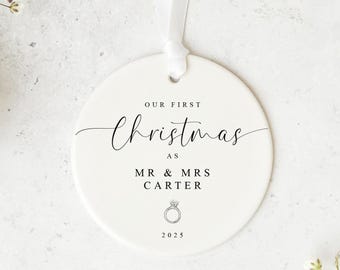 Personalised “Our First Christmas” Ornament – Newlywed Gift | Custom Bauble | Wedding Keepsake | Husband & Wife Xmas Decor