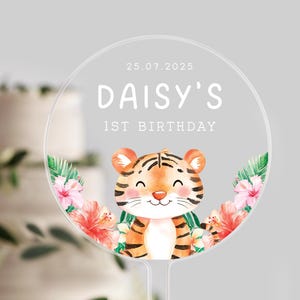 Personalised Tiger Birthday Cake Topper | Birthday Celebrations | Birthday Cake Topper | Animal | Tiger Birthday Party | First Birthday