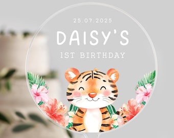 Personalised Tiger Birthday Cake Topper | Birthday Celebrations | Birthday Cake Topper | Animal | Tiger Birthday Party | First Birthday