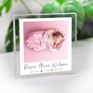 New Baby Personalised Polaroid Photo Block | New Baby Gift| Photo Frame | Freestanding Photo Block | Baby Picture Plaque | New-born Keepsake