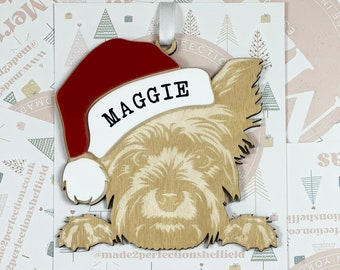 Personalised Pet Christmas Bauble/Ornament With Name - Dog - Yorkie - Yorkshire Terrier 038