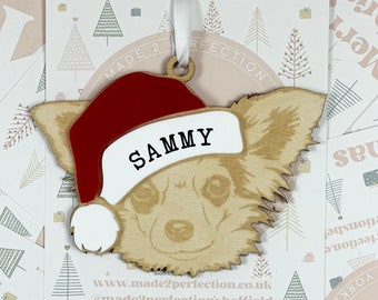 Personalised Pet Christmas Bauble/Ornament With Name - Dog - Chihuahua 049