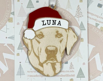 Personalised Pet Christmas Bauble/Ornament With Name - Dog - Labrador 070