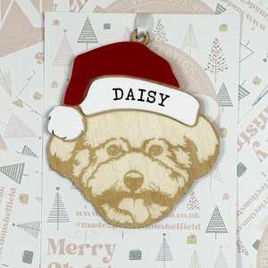 Personalised Pet Christmas Bauble/Ornament With Name -Dog - Bichon Frise 011 | Christmas Tree Hanging Bauble | Christmas Decoration | Animal