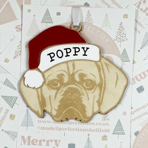 Personalised Pet Christmas Bauble/Ornament With Name - Dog - Puggle - Pug Cross 066