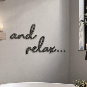 Bathroom Wall Decor And Relax Sign: Modern Minimalist Home Accent, Wood & Acrylic (3 Sizes, Matte Finish)