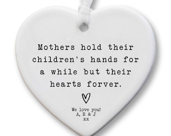 Mother Quote Ceramic Heart Keepsake Gift Mum Ornament Hanging Decoration Ribbon