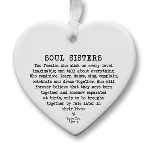 Regalo per cassetta delle lettere per amici KS31 / Regalo personalizzato per migliore amico / Regalo per amici / Ricordo di cuore in ceramica / Ricordo di sorella dell'anima / Regalo