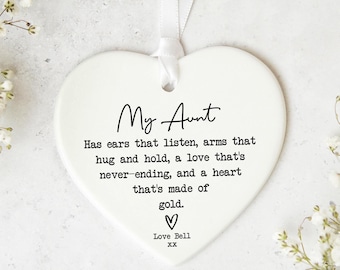 Personalised Auntie Keepsake Heart Ornament For Aunt's Birthday Gift Christmas