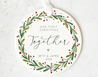 Our First Christmas Together Ornament 2026– Personalised Couple Bauble Keepsake | Custom Decoration