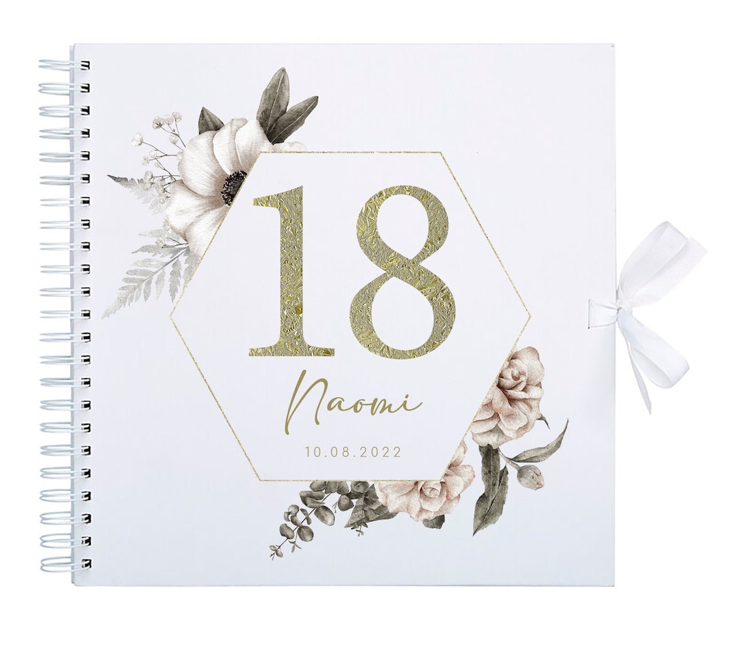 Album Fotografico Personalizzato 18&deg; Compleanno Per Lei, UV-574, Bianco, Rilegato