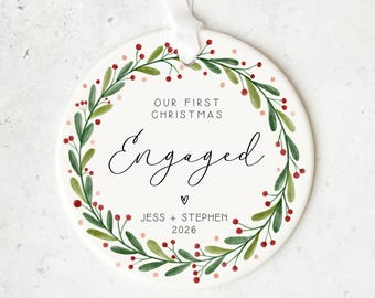 Engagement Gift - Custom Christmas Bauble | Acrylic 8Cm, Ceramic 7Cm, UV Printed Keepsake