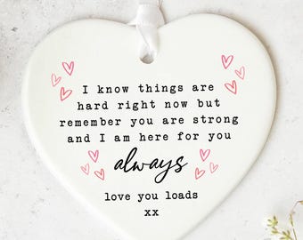 Sympathy Present KS22 | Positive Quote Keepsake | Thinking Of You Gift | Tough Times Gift | Ceramic Heart Keepsake | Positivity Gift | Gift