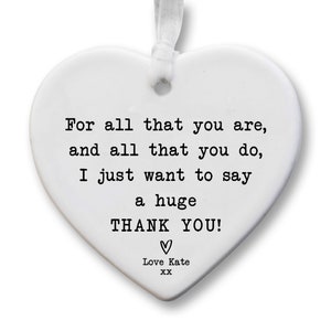 Thank You Keepsake KS39 | Personalised Thank You Gift | Gift To Say Thank You | Ceramic Heart Keepsake | Thank You Present | Gift For Friend